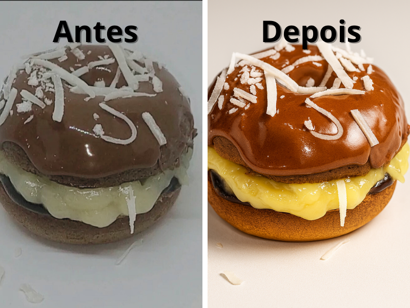 Transformação profissional em foto de donuts